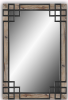 Rustic Wood Frame Iron Overlay Wall Mirror
