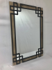 Rustic Wood Frame Iron Overlay Wall Mirror