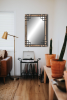 Rustic Wood Frame Iron Overlay Wall Mirror