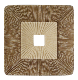 14" X 14" X 2" Brown Concave Square Double Layer Ribbed Wall Plaque Set Of 2