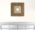 14" X 14" X 2" Brown Concave Square Double Layer Ribbed Wall Plaque Set Of 2