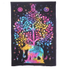 80" X 56" Black Pink And Yellow Elephant Mandala Cotton Hanging Tapestry