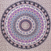 92" X 84" Purple Black And White Mandala Cotton Hanging Tapestry