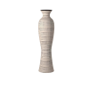 31" Ceramic Brown and Beige Striped Bud Floor Vase