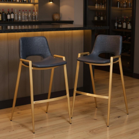 30" Faux Leather Steel Low Back Bar Height Bar Chairs