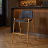 30" Faux Leather Steel Low Back Bar Height Bar Chairs