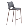 Dark Walnut Faux Leather Steel Low Back Counter Height Bar Chairs