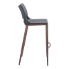 Dark Walnut Faux Leather Steel Low Back Counter Height Bar Chairs