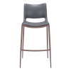 Dark Walnut Faux Leather Steel Low Back Counter Height Bar Chairs