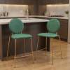26" Velvet Steel Counter Height Bar Chairs