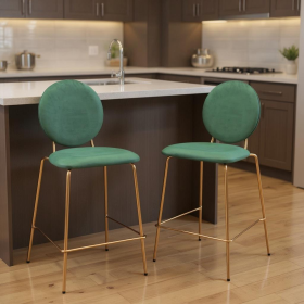 26" Velvet Steel Counter Height Bar Chairs