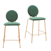 26" Velvet Steel Counter Height Bar Chairs