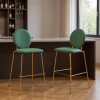 30" Velvet Steel Bar Height Bar Chairs