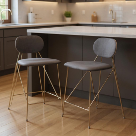 Velvet Steel Low Back Counter Height Bar Chairs