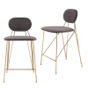 Velvet Steel Low Back Counter Height Bar Chairs