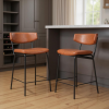 Faux Leather Steel Low Back Bar Height Bar Chairs
