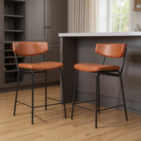 Faux Leather Steel Low Back Bar Height Bar Chairs