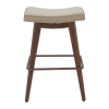 Walnut Faux Leather Steel Backless Counter Height Bar Chairs