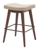 Walnut Faux Leather Steel Backless Counter Height Bar Chairs