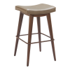 Taupe Walnut Faux Leather Steel Backless Bar Height Bar Chairs