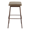 Taupe Walnut Faux Leather Steel Backless Bar Height Bar Chairs