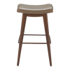 Taupe Walnut Faux Leather Steel Backless Bar Height Bar Chairs