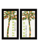 Set Of Two Summer Breeze Funky Palm Trees Black Framed Wall Art