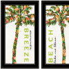 Set Of Two Summer Breeze Funky Palm Trees Black Framed Wall Art