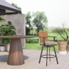 44" Brown Metal Swivel Outdoor Bar Height chair with Footrest