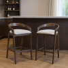 Espresso Fabric Wood Low Back Bar Height Bar Chairs