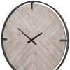Metal Wood Analog Distressed Round Wall Clock