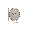 Metal Wood Analog Distressed Round Wall Clock