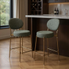 Faux Leather Metal Low Back Bar Height Bar Chairs