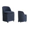Chenille Wing Back Dining Chairs With Wheels