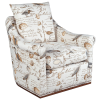 Sunset Trading Birdscript Swivel Chair | Low Back | Rolled Arms | Nailhead Trim