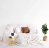 Cotton And Faux Leather Throw Pillow Cover Set 6