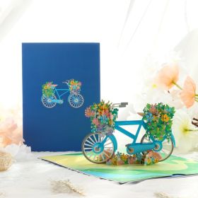 1pc Flower Bicycle Pop Up Card; 3D Spring Flower Bike Greeting Card For Anniversary; Mothers Day; Valentines Day; Thinking Of You; Thank You; Wed