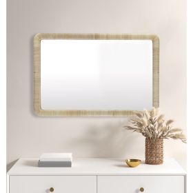 Natural Rattan Rectangle Wall Mirror Natural See below