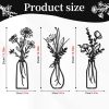 3-Piece Metal Vase Floral Wall Art - Rustic Farmhouse Decor Metal Wall Art Black Minimalist Floral Nature Theme Wall Decor Suitable for Home Bedroom D