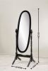 Traditional Queen Anna Style Wood Floor Cheval Mirror, Silver Finish