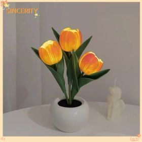 Tulip Lamp - LED Replica Tulip Table Lamp With Flower Vase For Desktop Decoration,Suitable For Home,living Room,desktop Decoration,holiday Gifts, (Option: Orange)