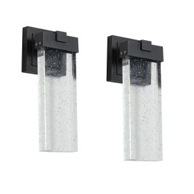 Outdoor Waterproof Transparent LED Crystal Wall Lamp  2 Packs With Light Sense (Option: Black)
