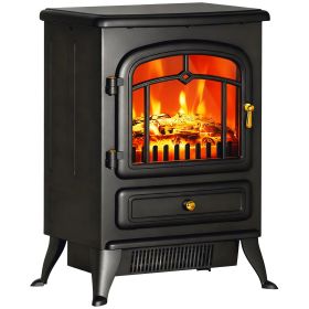 Fireplace Stove, Electric Fireplace Heater with Realistic LED Flames and Logs, 725W/1450W, Black (Option: Black-450x335x565 mm)