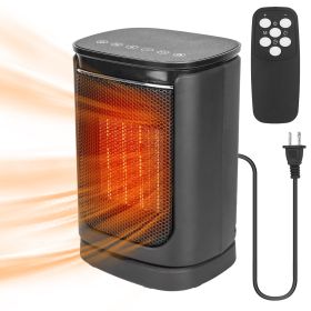 1500W Electric Space Heater Ceramic Heater Fan 90 Degree Oscillating Heating Fan With 3 Modes Remote Control Digital Display Tip-over Overheating (Option: Black)