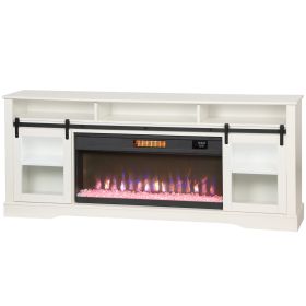 Fireplace TV Stand for TVs Up to 80 Inch, TV Console with Electric Fireplace, Open Storage and Side Cabinets, White (Option: White-1910x475x190 mm)