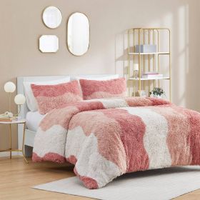 Full/Queen Pink Blush White Reversible Soft Sherpa Faux Fur 3-PC Comforter Set (Color: Full/Queen)