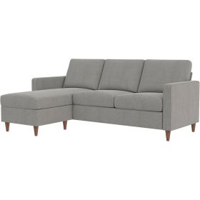 Mid-Century Modern Left or Right Facing Sectional Sofa in Light Grey Linen (Color: Light Grey)