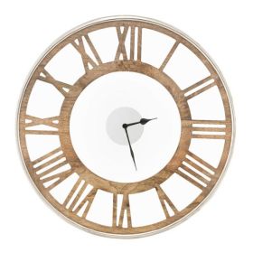 Classic Farmhouse Natural Wood Roman Numerals Wall Clock (size: 20Inch)
