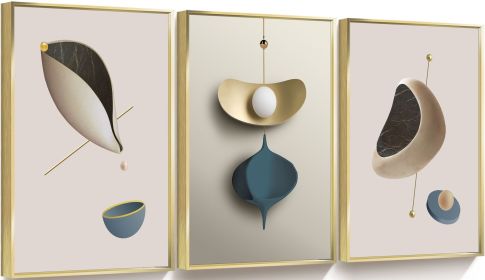 Framed Canvas Wall ArtOil Paintings Impressionism Aesthetic Prints Canvas Paintings for Living Room Bedroom Office Home; 3 Panels (gold: 24*36)