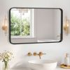 Large Rectangle Vanity Framed Mirror for Wall Matte Metal Framed 30x40 Inch Modern Mirror Tempered Glass For Living Room